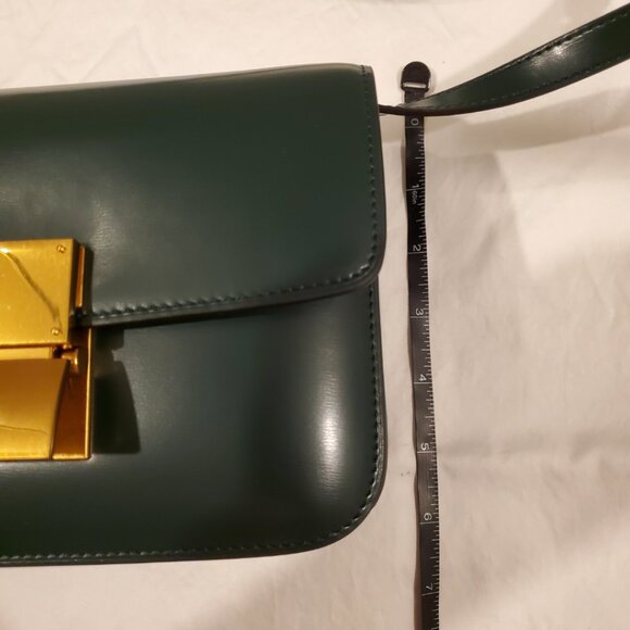 Beautiful green leather box purse handbag - unbranded. NWOT - Picture 4 of 6